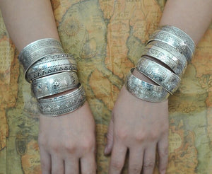 Bohemian Antalya bangles,antique Silver plated carve pattern Statement, Boho Coachella, Festival Turkish hand Jewelry, elephant - 64 Corp