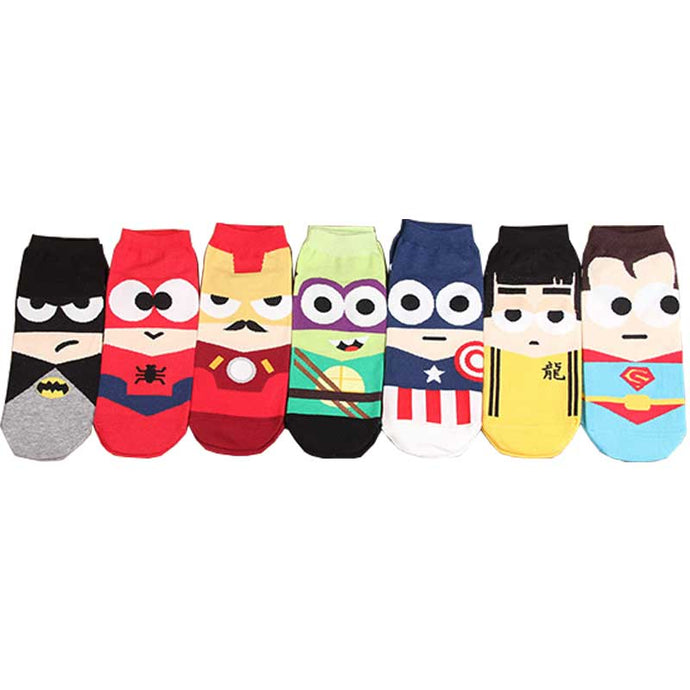 Recommend! High Quality 3d Cartoon Funny Christmas Socks Men Harajuku Batman Avengers Short Novelty Sokken Lovely Cotton Socks - 64 Corp