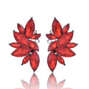 H20 Fashion Jewelry Black Blue Crystal Rhinestone Drop Earrings Red Pink Flower Dangle Earrings Women Luxury Wedding Jewelry - 64 Corp
