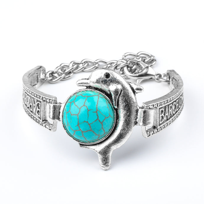 QCOOLJLY Women Bohemian Retro Vintage Silver Color Owl Fatima Elephant Moon Stone Charm Bracelets Bangles Boho Jewelry - 64 Corp