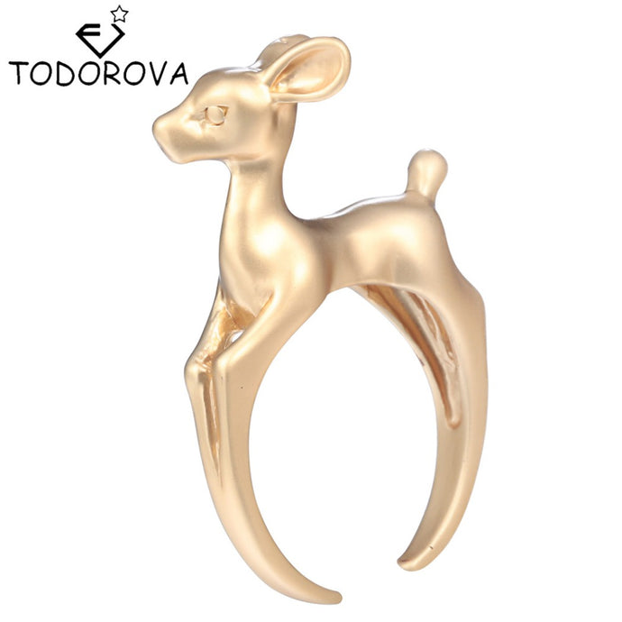 Todorova Cute 3D Bambee Animal Deer Rings for Women Girl Wedding Band Vintage Ring Pet Lover Gift Chic Jewelry Wholesale - 64 Corp