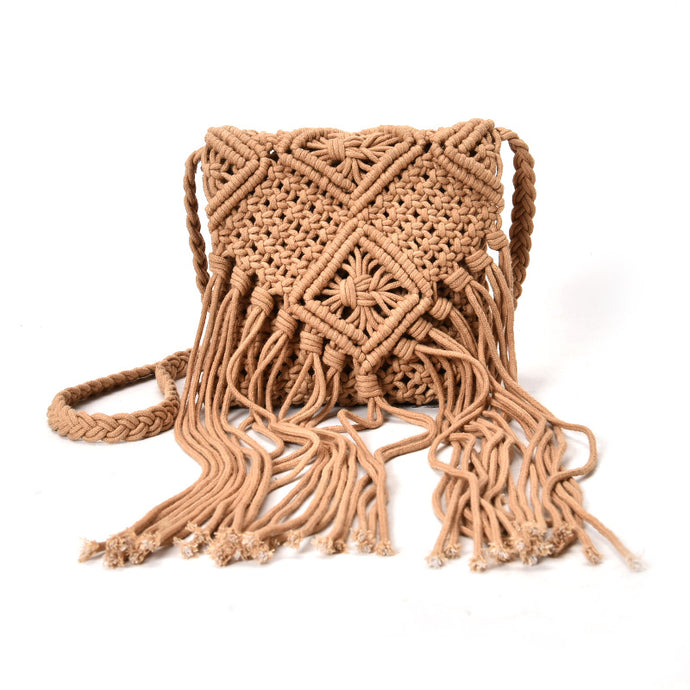 Bohemian Tassel Shoulder Bags Boho fabric Crochet Cotton Fringed Bolsa Femininas Women Handbag Brown Tassel Bohemian Tas canta - 64 Corp