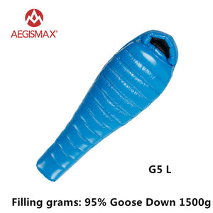 AEGISMAX 95% White Goose Down Mummy Camping Sleeping Bag Cold Winter Ultralight Baffle Design Camping Splicing FP800 G1-G5 - 64 Corp