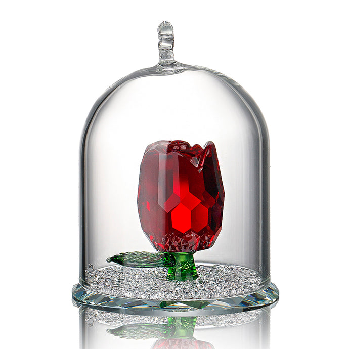 H&D X'mas Gifts New Beauty and the Beast Rose Glass Crystal Enchanted Rose in Terrarium Valentines Day Souvenir Lover's Gift - 64 Corp