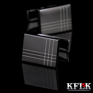 KFLK Jewelry French Shirt Fashion Cufflinks for Men's Brand Cuff links Buttons Black High Quality Free Shipping 2017 New Arrival - 64 Corp
