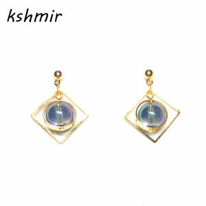 kshmir Extremely minimalist fashion geometry dazzle colour crystal round bead delicate earrings earrings female jewelry earring - 64 Corp