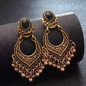 SHUANGR Fashion Hot Gold-color Metal Tassel Dangle Earrings Oversize Pendientes Long Earrings For Women Ethnic Indian Jewelry - 64 Corp