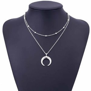 IPARAM 2017 New Fashion Double Horn Necklace Crescent Moon Necklace Boho Jewelry Minimal Girlfriend Gift - 64 Corp