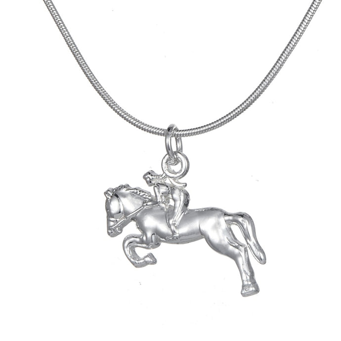 my shape Equestrian Jewelry Silver Plated Horse Racing Jockey PendantNecklace Jewelry Gift for Cowgirl  and Horse Lovers - 64 Corp
