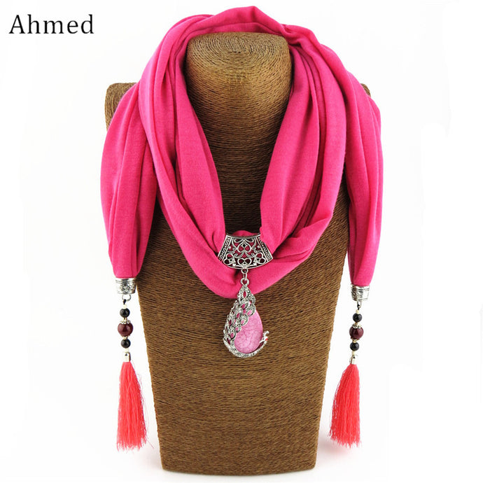 Ahmed Bohemian New Ceramic Beads Tassel Peacock Stone Pendant Scarf For Women Charm Boho Fashion Jewelry Scarves Collar Bijoux - 64 Corp