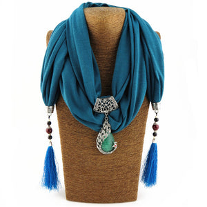 Ahmed Bohemian New Ceramic Beads Tassel Peacock Stone Pendant Scarf For Women Charm Boho Fashion Jewelry Scarves Collar Bijoux - 64 Corp