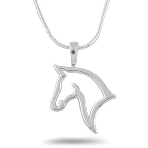 my shape 2017 Fashion Silver Plated Cut Out Horse Head Pendant Charm Necklace Equestrian Jewelry Gift for Cowgirl or Horse Lover - 64 Corp