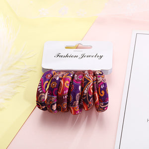 6PCS/Pack New Korean Cotton Print Hair Ropes Leopard High Elastic Headbands Elegant Hair Bands For Women Girls Hair Accessories - 64 Corp