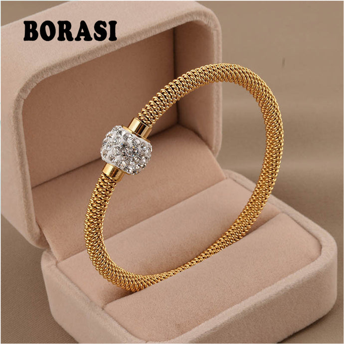 Fashion High Quality Charm Chic Valentine Gift Jewelry Stainless Steel Gold Women Distort Bracelets & Bangles - 64 Corp