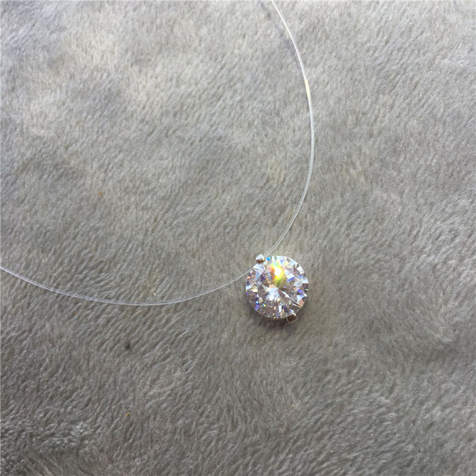 Choker Invisible Fish Line Crystal Necklace Pendants Neck Zircon Women Clavicle Chain Lady Feminino Collar - 64 Corp