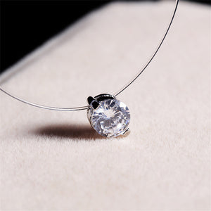 Choker Invisible Fish Line Crystal Necklace Pendants Neck Zircon Women Clavicle Chain Lady Feminino Collar - 64 Corp