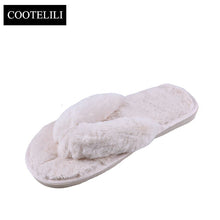 COOTELILI Winter Fashion Women Home Slippers Faux Fur Warm Shoes Woman Slip on Flats Female Fur Flip Flops Pink Plus Size 36-41 - 64 Corp