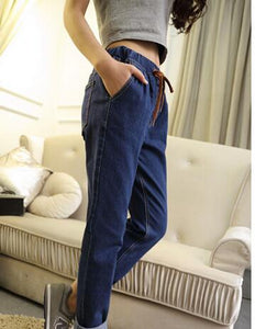 2018 Women Pants Jeans Summer Elastic Waist Vintage Denim Jeans Leisure Boyfriend jeans for women Plus size 2XL 3XL 4XL 5XL - 64 Corp