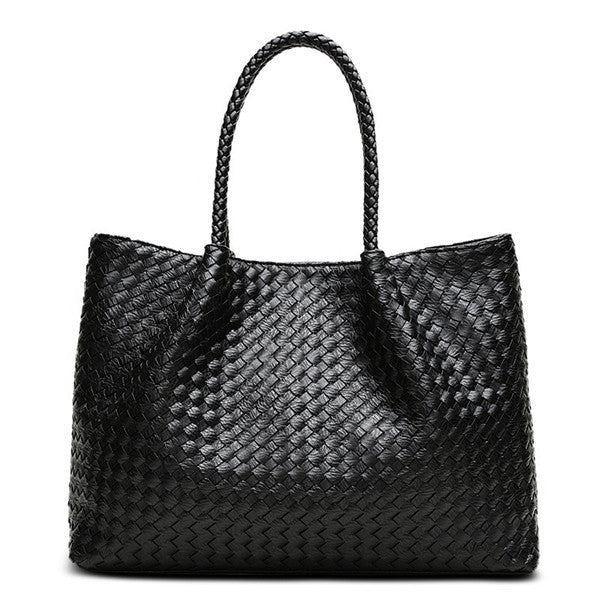 Luxury Minimalist Weave Large Capacity Women Designer Handbags High Quality Leather Composite Tote Bag Knitting - 64 Corp
