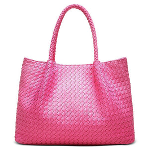 Luxury Minimalist Weave Large Capacity Women Designer Handbags High Quality Leather Composite Tote Bag Knitting - 64 Corp
