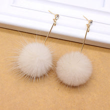 Rabbit Fur Ball PomPom Long Drop Earrings for Women Unique Soft Pom Pom Ear Dangle Crystal Earring Jewelry Cute Christmas Gift - 64 Corp