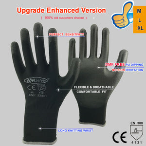 NMSafety 12 Pairs work gloves for PU palm coating safety glove - 64 Corp