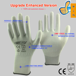 NMSafety 12 Pairs work gloves for PU palm coating safety glove - 64 Corp