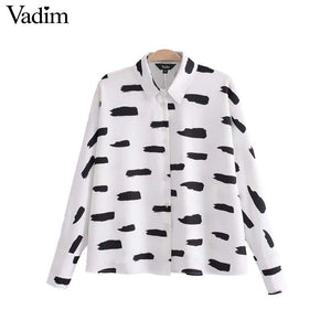 Vadim vintage print oversized shirts loose long sleeve turn down collar blouse retro ladies office wear chic tops blusas LT2518 - 64 Corp