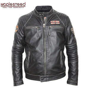 MAPLESTEED Vintage Distressed Leather Jacket Men Cowhide Calf Skin Jacket Man Retro Motocycle Jacket Mens Leather Clothing M101