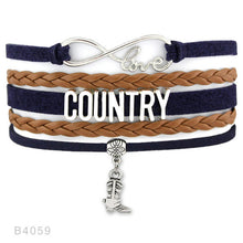Country Boy Girl Cowboy Cowgirl Hat Boots Infinity Charm Bracelets Antique Silver Handmade Adjustable Jewelry Women Men Gift - 64 Corp