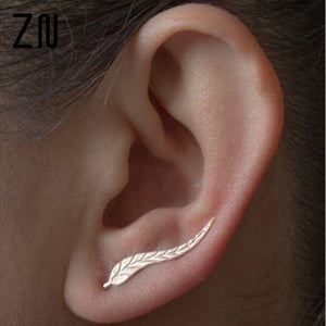 Vintage Jewelry Exquisite Gold Leaf Earrings Modern Beautiful Feather Stud Earrings For Women - 64 Corp