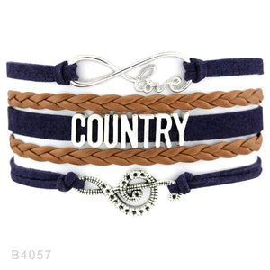 Cowgirl Country Boy Girl Cowboy Hat Boots Infinity Charm Bracelets Antique Silver Handmade Adjustable Jewelry Women Men Gift - 64 Corp
