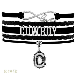 Cowgirl Country Boy Girl Cowboy Hat Boots Infinity Charm Bracelets Antique Silver Handmade Adjustable Jewelry Women Men Gift - 64 Corp