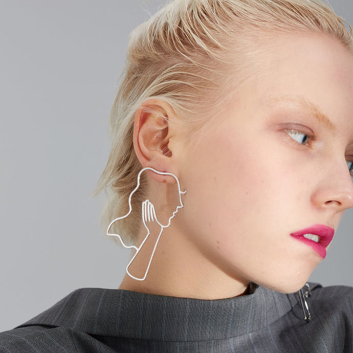 Cosstore 2018 New Chic Hollow Out Long Hair Beauty Outline Long Earrings For Women  Her Face Statement Earrings Girls bijoux - 64 Corp