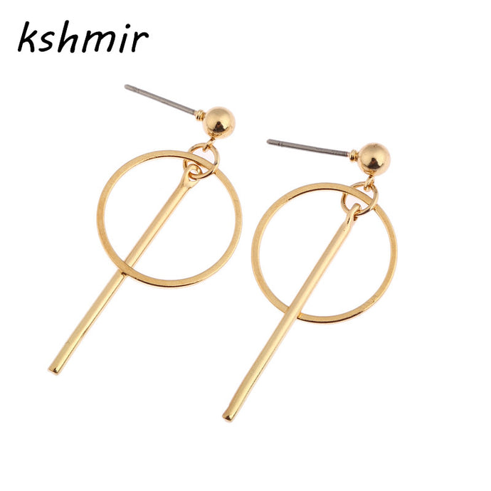kshmir The minimalist geometric circular earrings contracted temperament earrings Long female stud earrings - 64 Corp