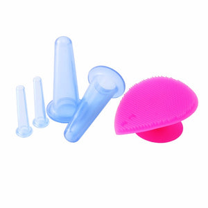 5pcs/set Silicone Face Eye Cupping Jar Facial Lifting Massage Cups with Cleansing Brush Facial Cups Skin Beauty Health Care - 64 Corp