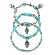 17KM 3PCS Vintage Hamsa Hand Bracelets & Bangles For Women Femme Stone Beads Charm DIY Love Bracelet Bijoux Ethnic Boho Jewelry - 64 Corp