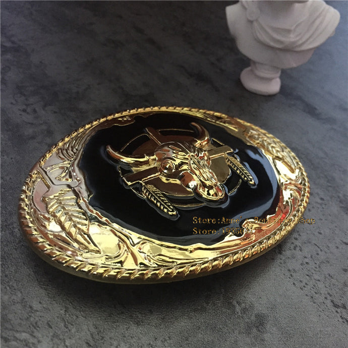 Retail High Quality Cowboy Gold Pated Bull Belt buckle Men and Women Jeans accessories Belt head Gift Fit 4cm Width Belt - 64 Corp