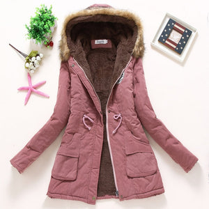 2018 winter jacket women wadded jacket female outerwear slim winter hooded coat long cotton padded fur collar parkas plus size