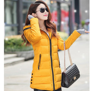 2018 women winter hooded warm coat plus size candy color cotton padded jacket female long parka womens wadded jaqueta feminina