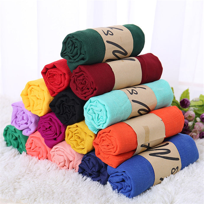 TieSet Linen Scarves Solid Color Cape Shawl Ultra Luxury Brand Muslim Hijab Muffler Scarf Candy Color Womens Scarves 60x180cm - 64 Corp