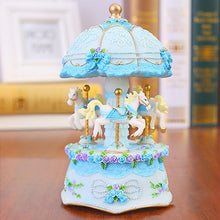 Flashing LED Light Resin Carousel Music Box Kids Girls Valentine's Day Birthday Christmas Gift Toy Wedding Home Decor Crafts