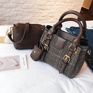 Autumn and Winter New Korean Fashion Minimalist Personality Hit the Color Check Bag Wild Child Shoulder Diagonal Handbags - 64 Corp