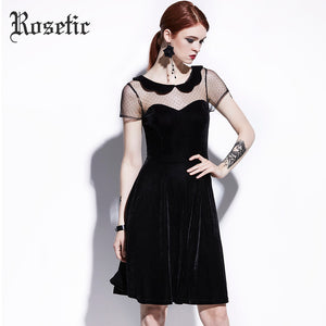 Rosetic Gothic Casual Dress Summer Women Black A-Line Poly Spun Velour Sekhon Family Office Rosetic Gothic Casual Dress Summer Women Black A-Line Poly Spun Velour Sekhon Family Office