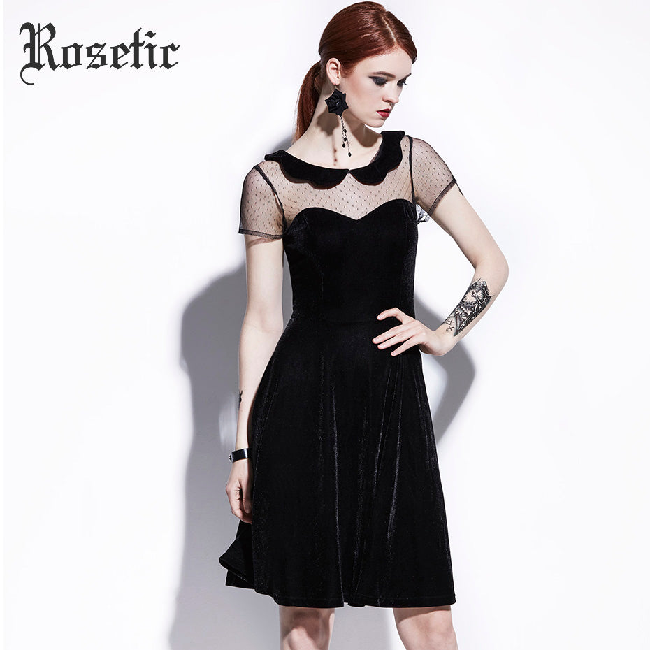 Rosetic Gothic Casual Dress Summer Women Black A-Line Poly Spun Velour Sekhon Family Office Rosetic Gothic Casual Dress Summer Women Black A-Line Poly Spun Velour Sekhon Family Office