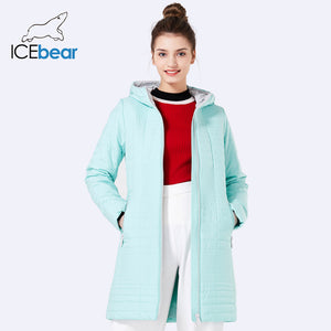 ICEbear 2018 Spring Autumn Long Cotton Women's Coats With Hood Fashion Ladies Padded Jacket Parkas For Women 17G292D