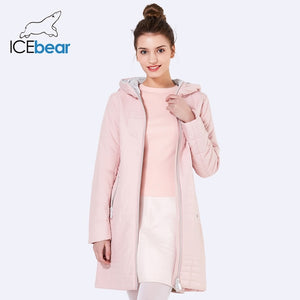 ICEbear 2018 Spring Autumn Long Cotton Women's Coats With Hood Fashion Ladies Padded Jacket Parkas For Women 17G292D