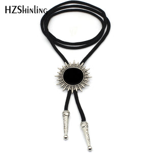 2017 New Trendy Black Glass Dome Bolo Tie Western Cowboy Shirt Accessory Red Blue Photo Jewelry Round Vintage Bolo Ties necklace - 64 Corp