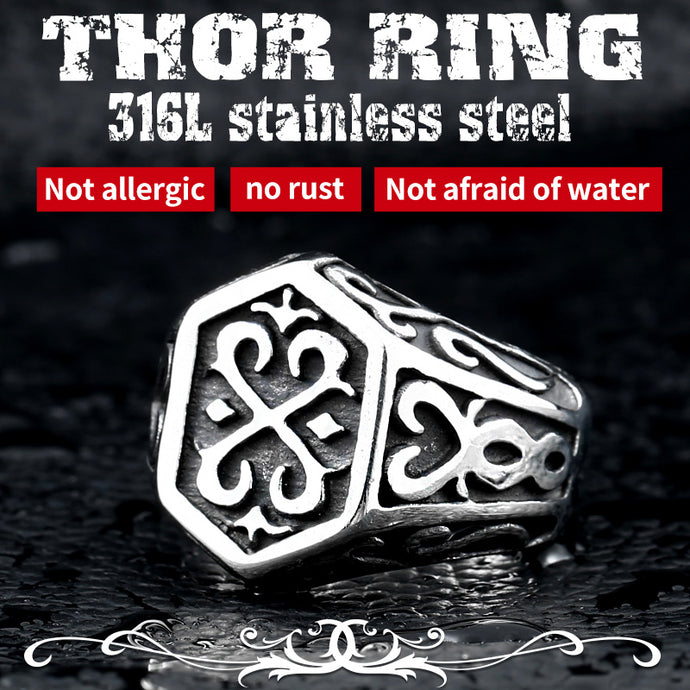BEIER Cross Antiqued Northern Europe Viking 316L Stainless Steel Ring Gothic Pattern Jewelry  Factory price  BR8-215 US Size - 64 Corp