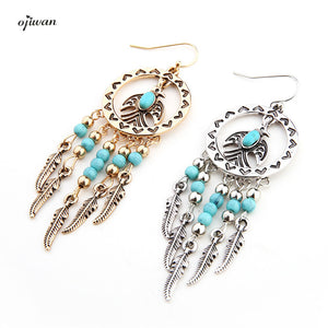 Ojiwan Tribal Bird Earrings Hoop Boho Feather Earrings Hippie Indian Native American Jewelry Navajo aritos Gypsy Animal Earrings - 64 Corp